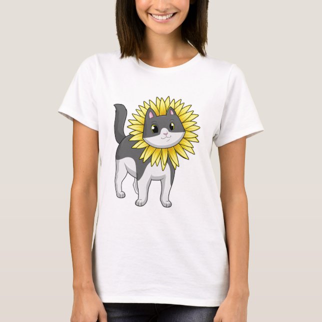 Camiseta Gato com girassol (Frente)