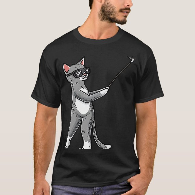 Camiseta Gato com Golf Club Golfe Golfer Player (Frente)
