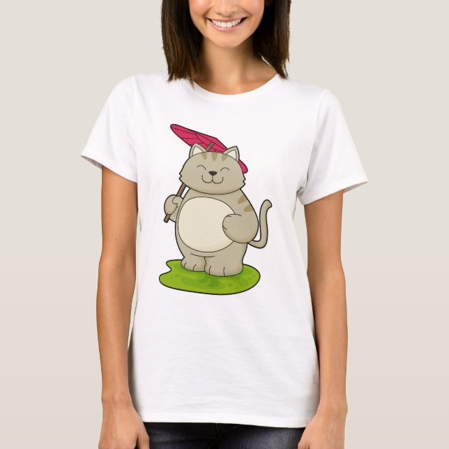 Camiseta Gato com guarda-chuva (Frente)