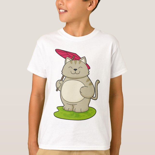 Camiseta Gato com guarda-chuva (Frente)