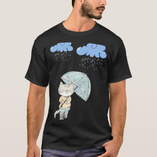 Camiseta Gato Com Guarda-Chuva No Gato Da Chuva