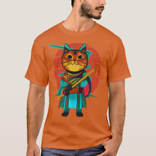 Camiseta Gato com katana