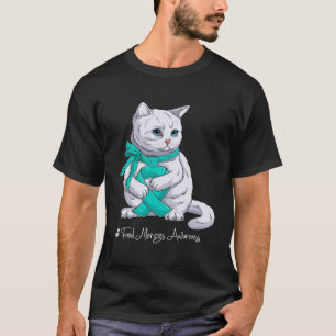 Camiseta Gato com Laço Azul do Mês de Conscientização sobre