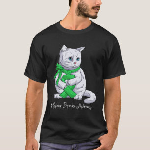 Camiseta Gato com Laço Verde do Mês de Conscientização do T