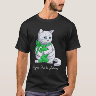 Camiseta Gato com Laço Verde do Mês de Conscientização do T
