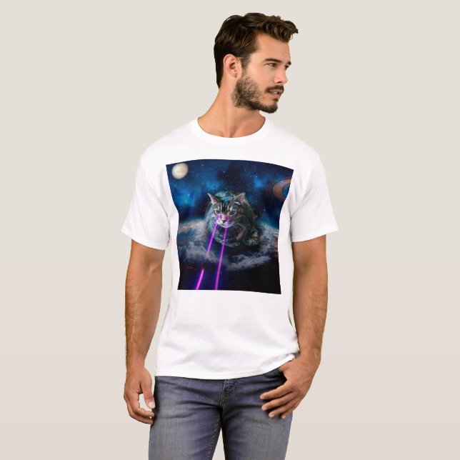 Camiseta Gato com lasers dos olhos (Frente Completa)