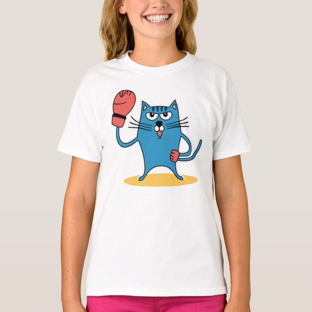 Camiseta Gato com Luvas de Boxe (Frente)