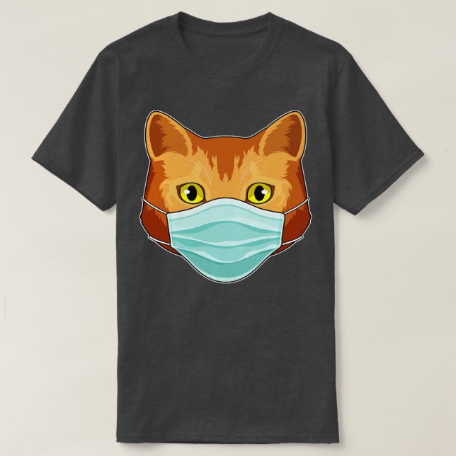 Camiseta Gato com máscara facial (Frente do Design)
