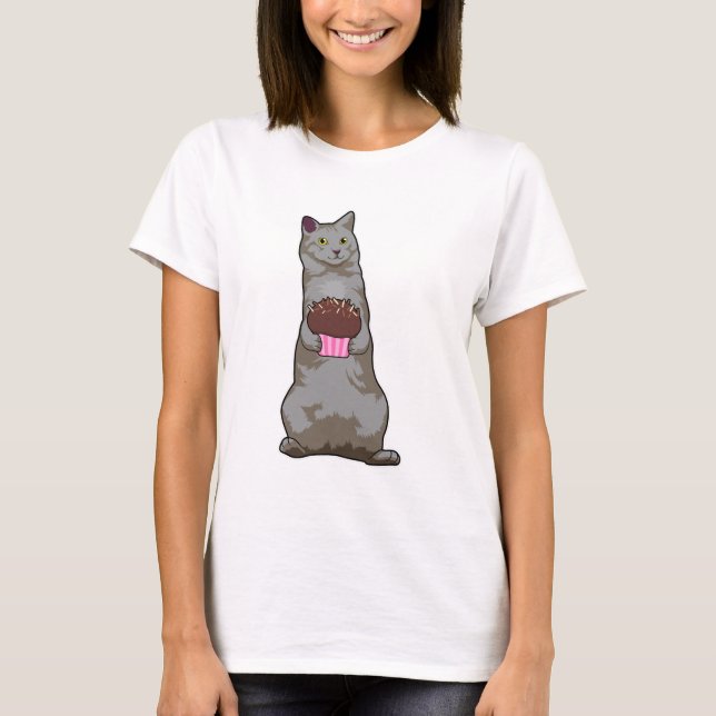 Camiseta Gato com Muffin (Frente)