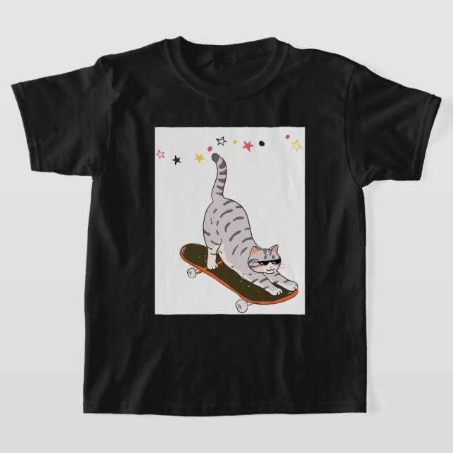 Camiseta Gato com o Skate (Postura )
