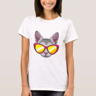 Camiseta Gato com óculos de sol