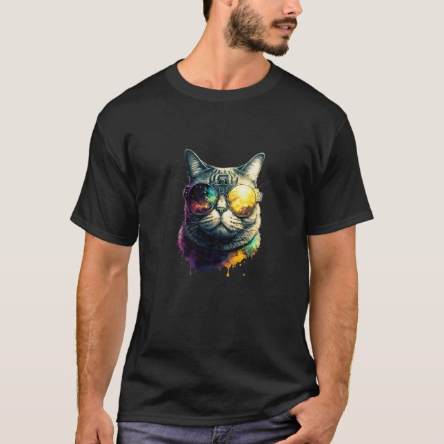 Camiseta Gato Com Óculos De Sol  2 (Frente)