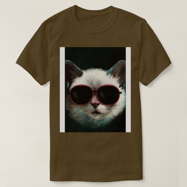 Camiseta Gato com óculos de sol 2 (Frente do Design)
