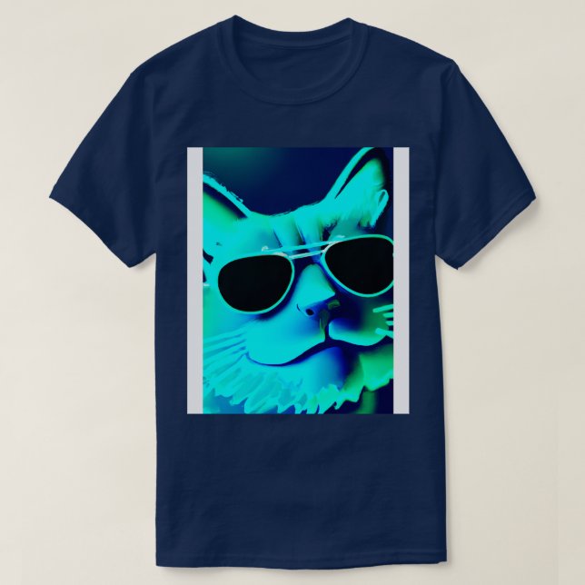 Camiseta Gato com óculos de sol 6 (Frente do Design)