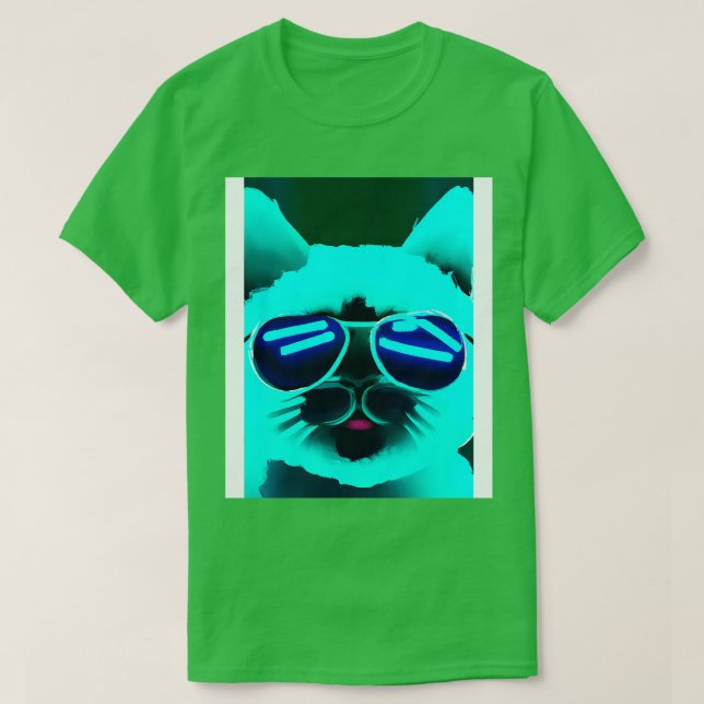 Camiseta Gato com óculos de sol 7 (Frente do Design)