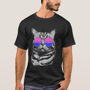 Camiseta Gato com Óculos de Sol Bi Pride LGBTQ