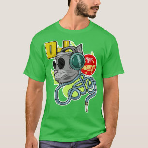 Camiseta Gato com óculos de sol como DJ com fone de ouvido