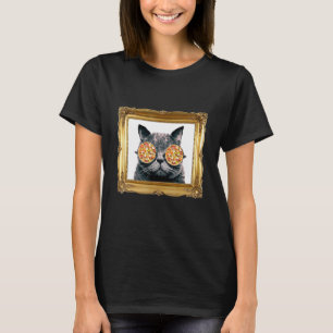 Camiseta Gato com Óculos de Sol de Pizza   Gatinho Comida I