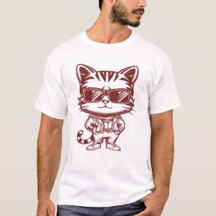 Camiseta Gato Com Óculos De Sol E Dose Confiável