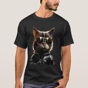 Camiseta Gato Com Óculos De Sol Gato Bonito Mamãe Miau Pata