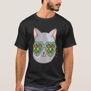 Camiseta Gato Com Óculos De Sol Kit De Consciencialização D