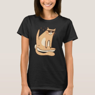 Camiseta gato com óculos de sol para homens mulheres crianç