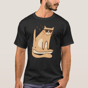 Camiseta gato com óculos de sol para homens mulheres crianç