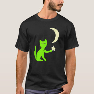 Camiseta Gato Com Olhos De Estrelas Brincando Com Estrela D