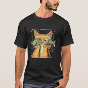 Camiseta Gato com Olhos de Peixe Gato Engraçado