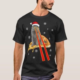 Camiseta Gato Com Olhos Laser Pizza Engraçada Natal T-Sh