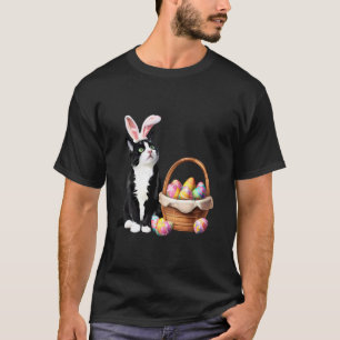 Camiseta Gato com Orelhas de Coelho Caça aos Ovos de Páscoa