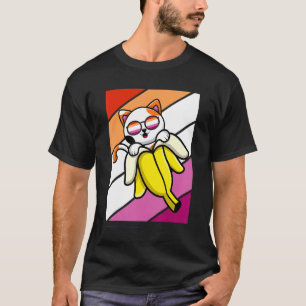 Camiseta Gato Com Orgulho De Banana Bandeira Lésbica Lgbtq