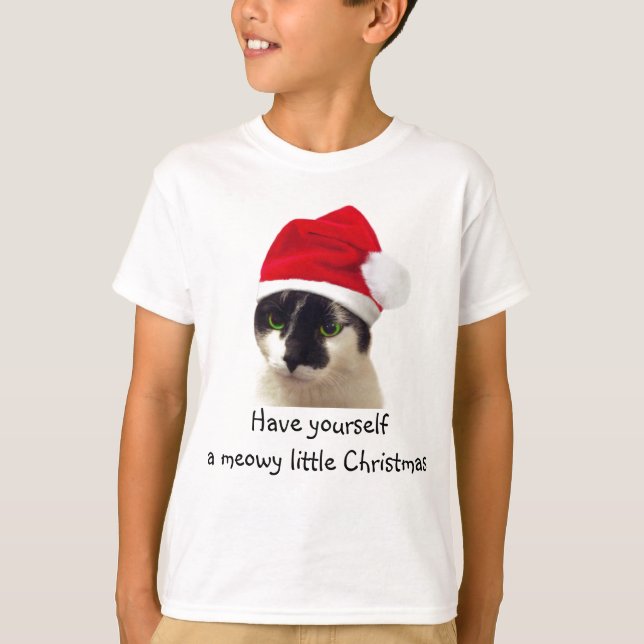 Camiseta Gato com Papai noel (Frente)