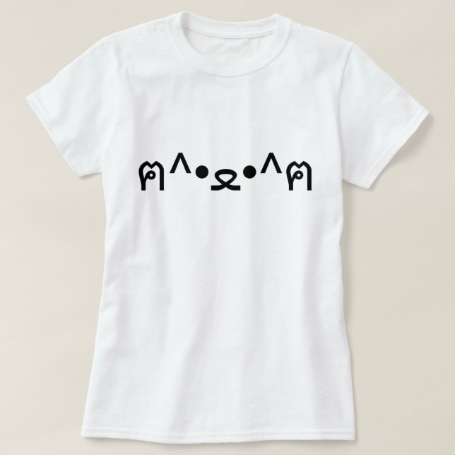 Camiseta Gato Com Peças Emoticon ฅ^ ・ ・^ฅ Japonês Kaomoji (Frente do Design)