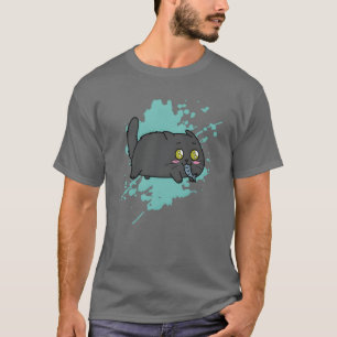 Camiseta Gato com Peixe na Boca em Estilo Kawaii Animal vin