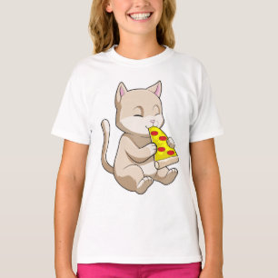 Camiseta Gato com pizza