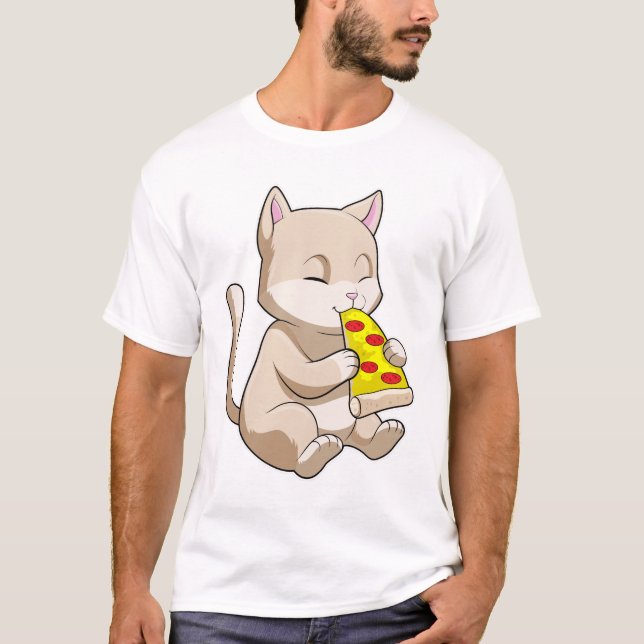 Camiseta Gato com pizza (Frente)