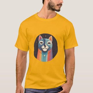 Camiseta Gato com Rainbow Aura