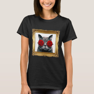 Camiseta Gato com Rosas vermelhas Flores, Gatinhos