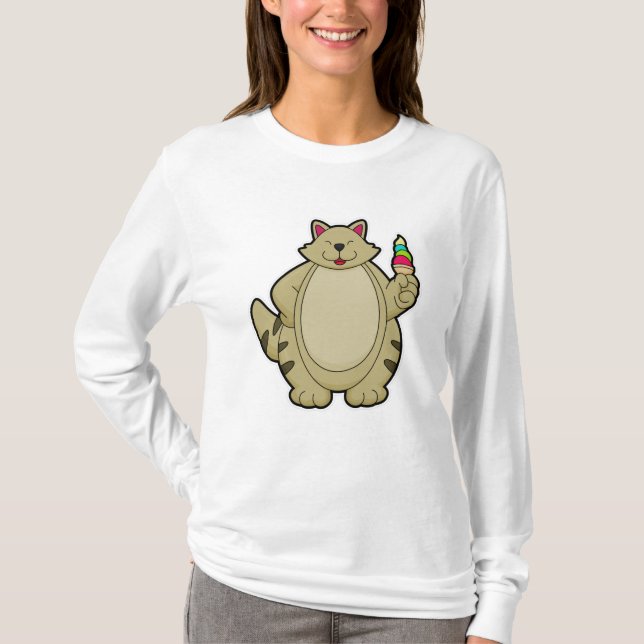 Camiseta Gato com sorvete Waffle (Frente)