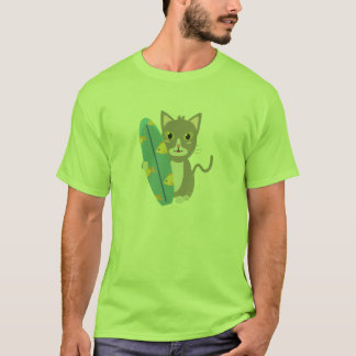 Camiseta Gato com surf board