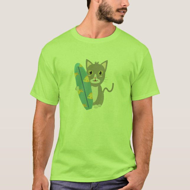 Camiseta Gato com surf board (Frente)