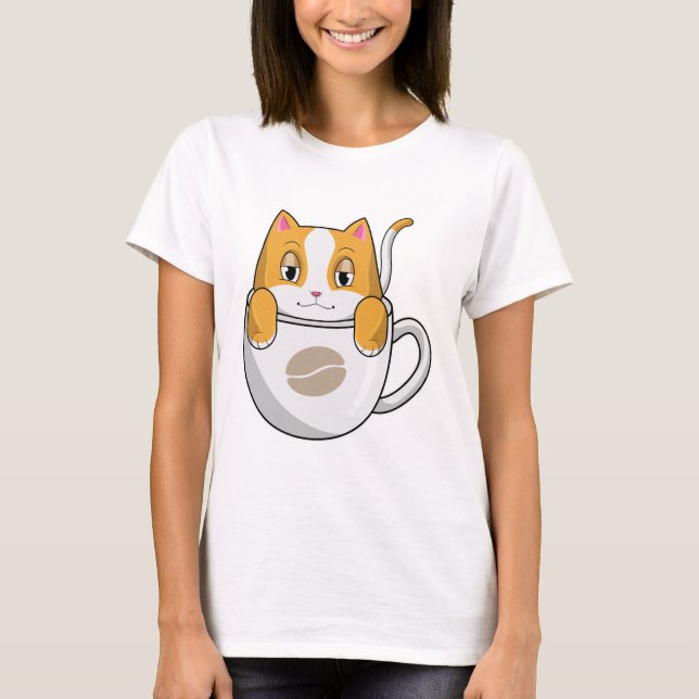 Camiseta Gato com Taça de Café (Frente)