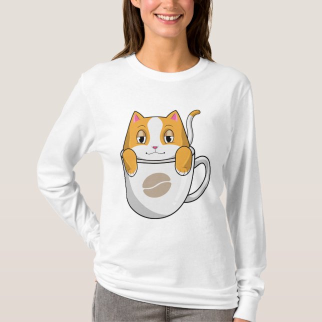 Camiseta Gato com Taça de Café (Frente)
