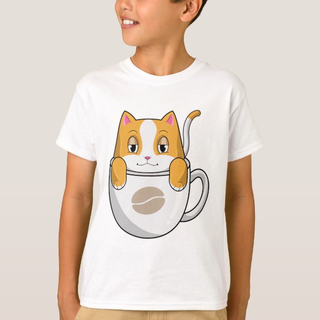 Camiseta Gato com Taça de Café (Frente)