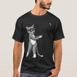 Camiseta Gato Com Taco de Golfe Jogador de Golfe