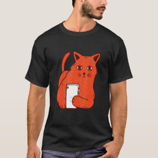 Camiseta Gato Com Telefone