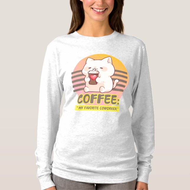 Camiseta gato com uma citação de café cardíaco (Frente)