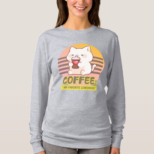 Camiseta gato com uma citação de café cardíaco (Frente)