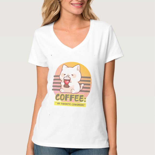Camiseta gato com uma citação de café cardíaco (Frente)